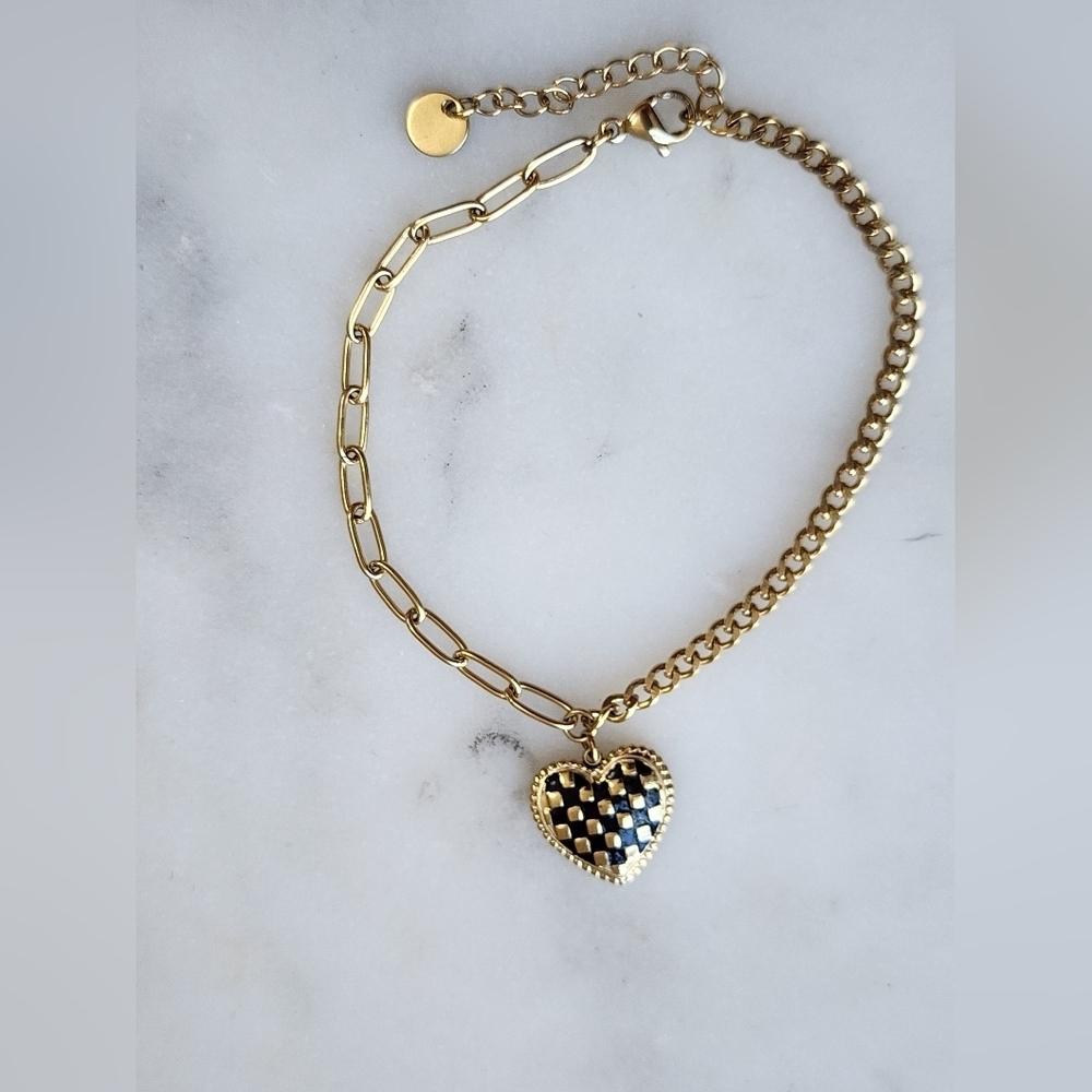 Stainless Steel Heart Charm Bracelet